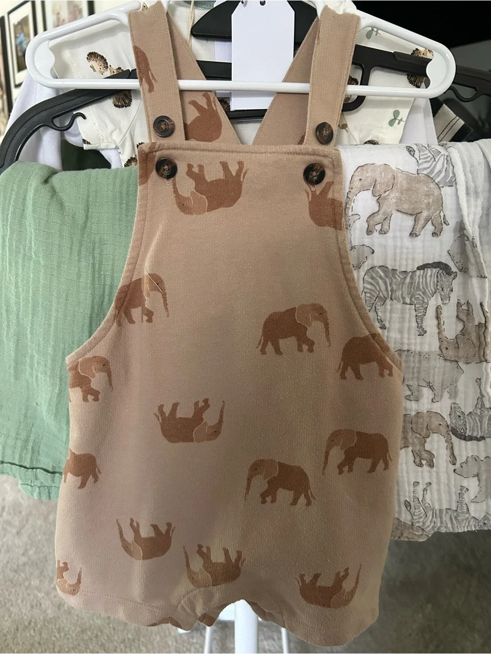 Carter's Tan Romper with Brown Animal Print